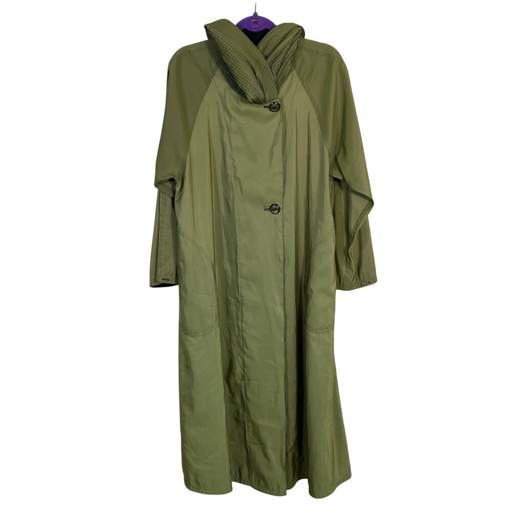 Mycra Pac Donatella Long Pleated Hood Reversible Rain Jacket Iridescent Green